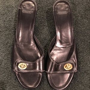 Vintage Coach Black Leather Sandals sz 8
